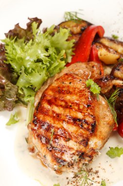 Chicken Steak with vegetables clipart