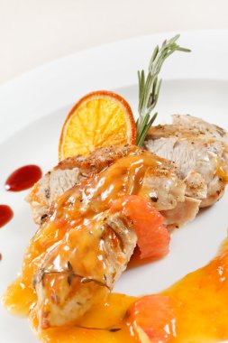 Chicken with orange sauce clipart