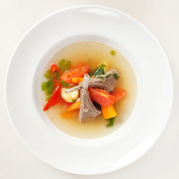 Vegetable soup with ribs — Stock Photo, Image