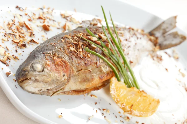 Форель риба запечена з горіхами — стокове фото