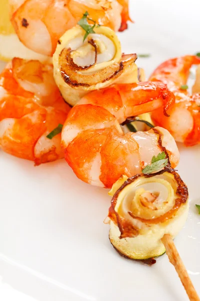 stock image Prawn Skewers with vegetables