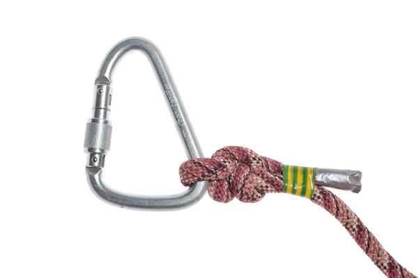 Mosquetão e corda — Fotografia de Stock