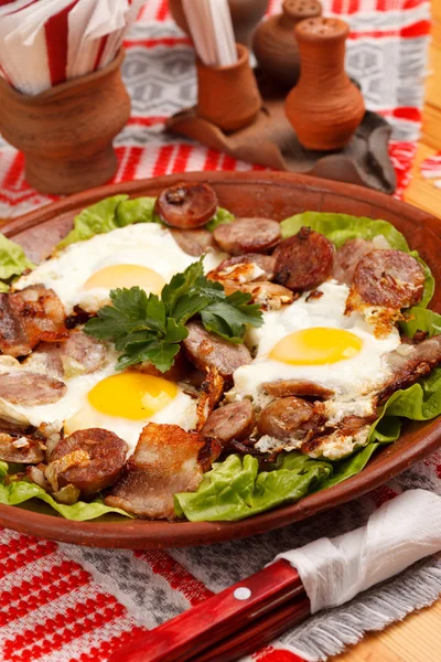 Salsiccia e uova a colazione — Foto Stock