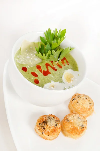 Green cream soup — Stock Photo, Image