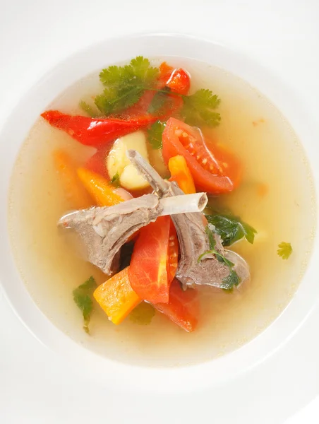 Zeleninová polévka s žebry — Stock fotografie