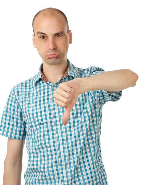 Muž ukazuje palec dolů — Stock fotografie