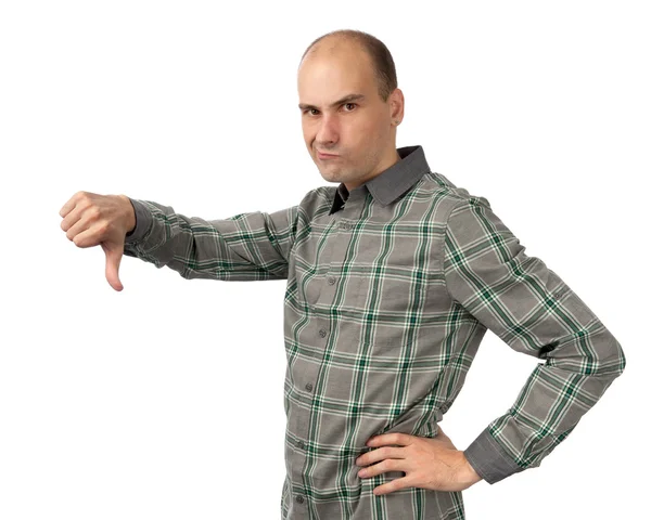 Angry man with thumb down — Stock Photo, Image