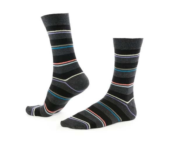 Gestreifte Socken isoliert auf weiß — Stockfoto