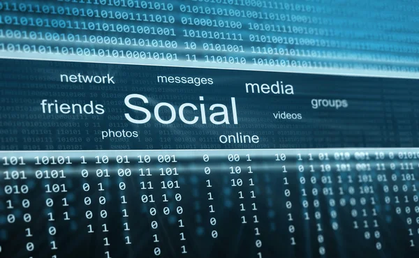 Mídia social, fundo de tecnologia — Fotografia de Stock