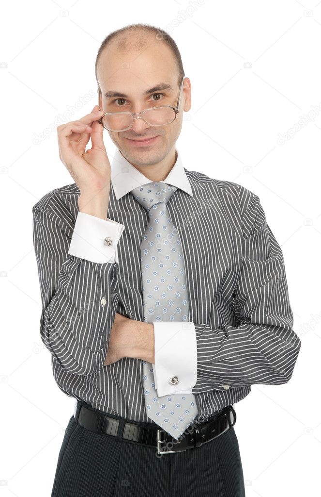 Attractive young businessman wearing glasses