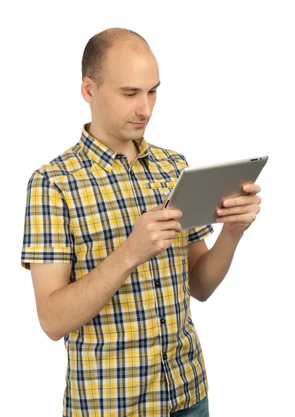 Άνθρωπος που χρησιμοποιεί υπολογιστή tablet — Φωτογραφία Αρχείου