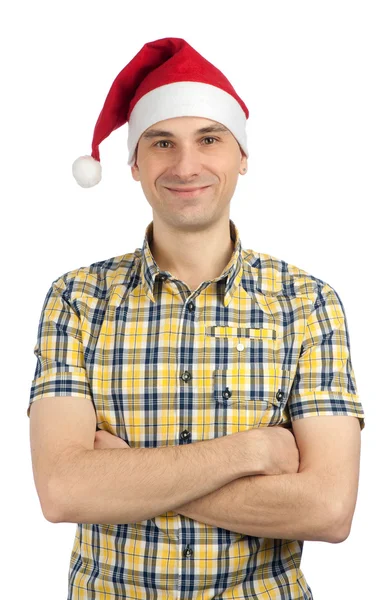 Young guy with christmas hat — Stock Photo, Image