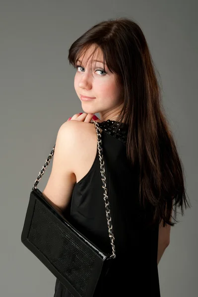 Κορίτσι της μόδας με τσάντα — Φωτογραφία Αρχείου