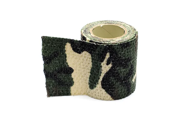 Roll of fabric camouflage tape on a white background — Stock Photo, Image