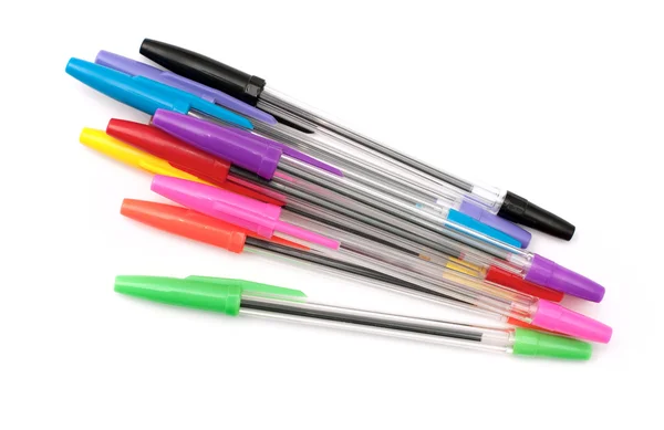 Ένα σύνολο διαφανή χρωματιστά στυλό — Φωτογραφία Αρχείου