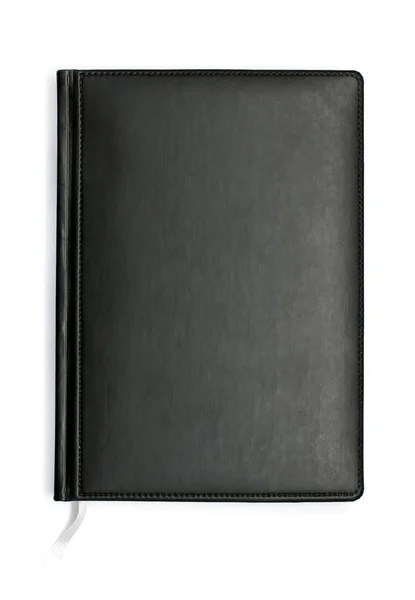 Schwarzes Notizbuch auf weißem Hintergrund — Stockfoto