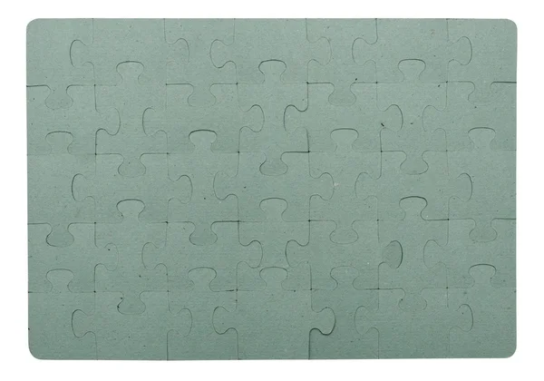 Blank grey jigsaw puzzle pieces all connected — Stock Photo, Image