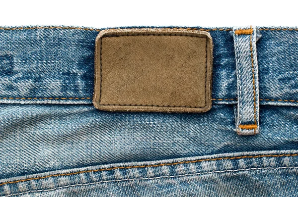 Boş deri jeans etiket — Stok fotoğraf