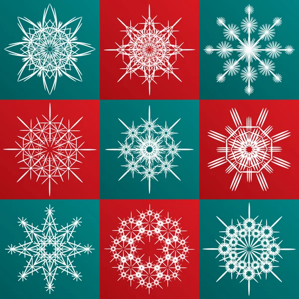 Ensemble de flocons de neige vecteur décoratif — Image vectorielle