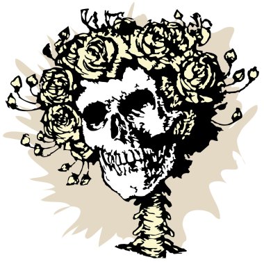 Skull and roses clipart