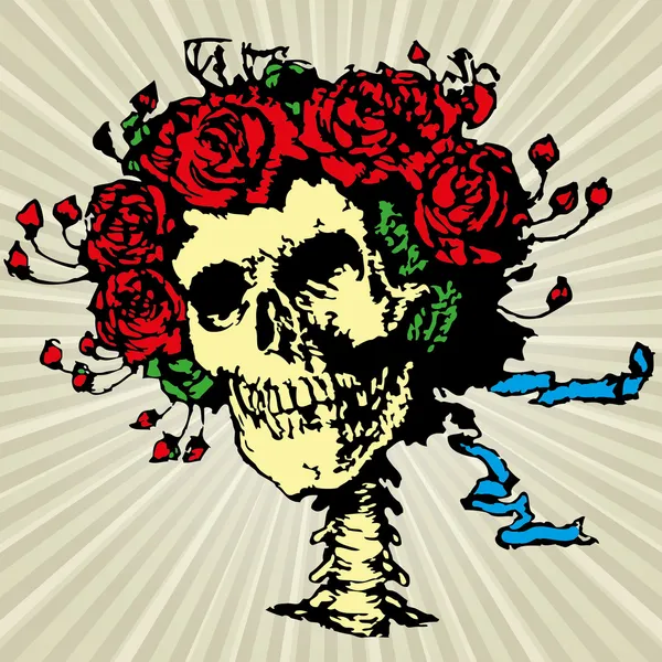 Totenkopf und Rosen — Stockvektor