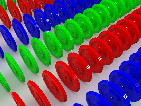 Koła zębate. 3D — Zdjęcie stockowe