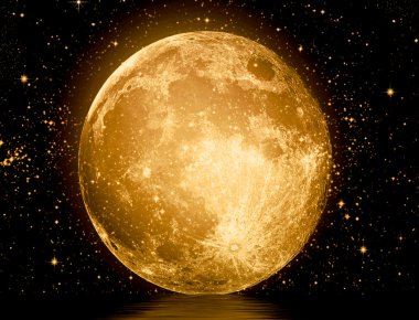 Full moon reflected in water clipart