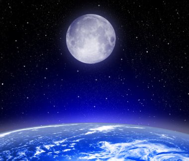 The Earth, Moon, stars clipart