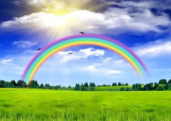 Rainbow in the blue sky — Stock Photo, Image