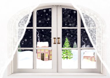 Winter evening clipart