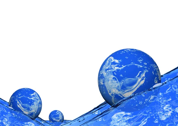 Esferas de agua flotando en el agua — Foto de Stock