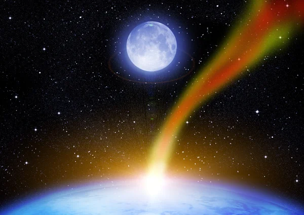 Asteroide y Tierra — Foto de Stock