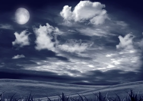 Noapte albastră cu lună — Fotografie, imagine de stoc
