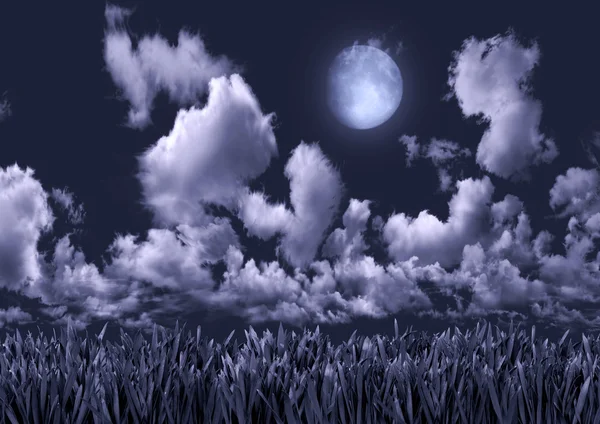 Nuit bleue avec lune — Photo