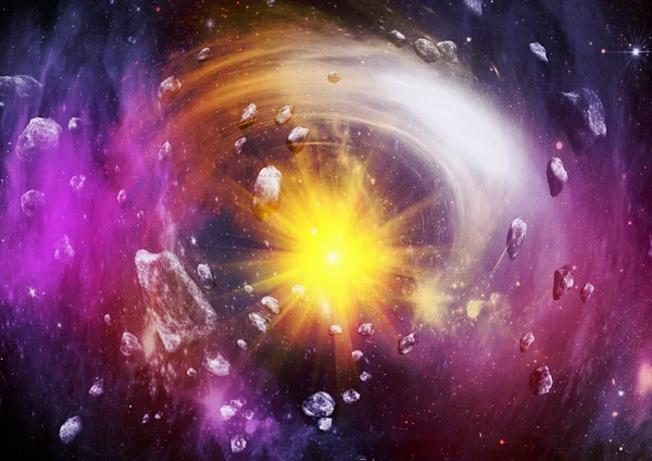 Spațiu vortex fantezie și asteroizi — Fotografie, imagine de stoc