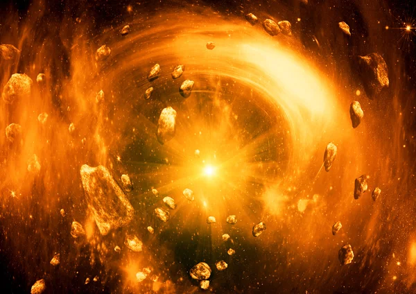 Spațiu vortex fantezie și asteroizi — Fotografie, imagine de stoc