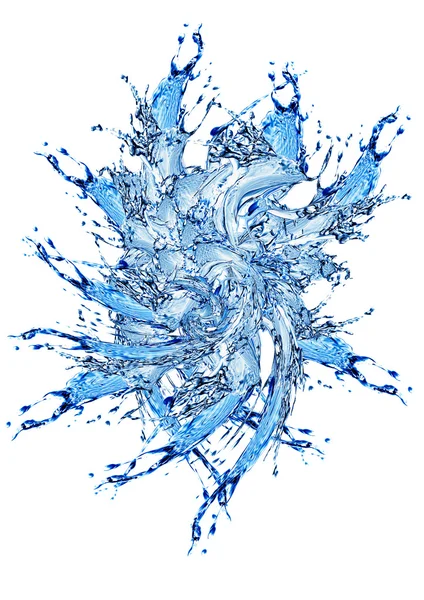 Blauw water en water spatten — Stockfoto