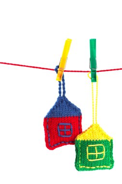 Two knitted colorful houses clipart