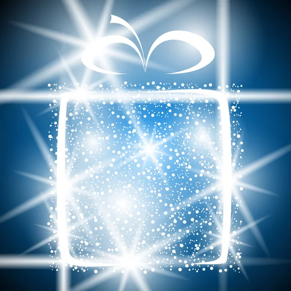 ギフト クリスマス冬は光沢のある抽象的なボックス ホリデー マジックを挨拶クリスマス ブルー — ストックベクタ