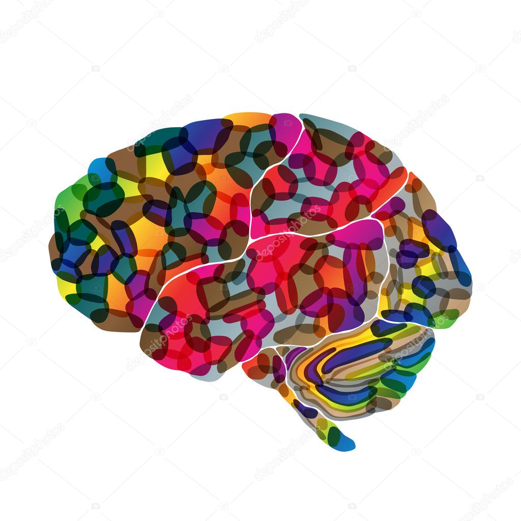 Human brain, vector abstract background
