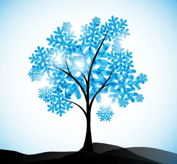 Winter background, a tree in the snow — Stock Vector