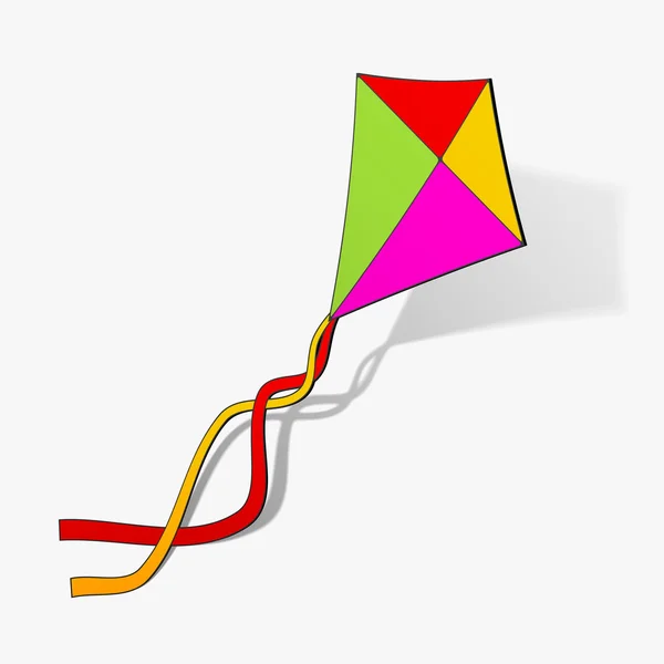 Kite jogo hobby voar livre ao ar livre até vento adesivo realista sombra design el — Vetor de Stock