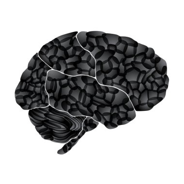Human brain, dark thoughts, vector abstract background clipart