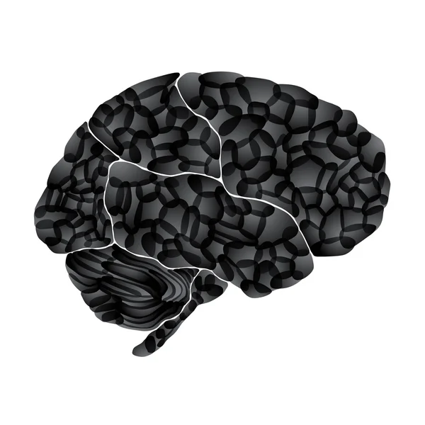 Cerveau humain, pensées sombres, fond abstrait vectoriel — Image vectorielle