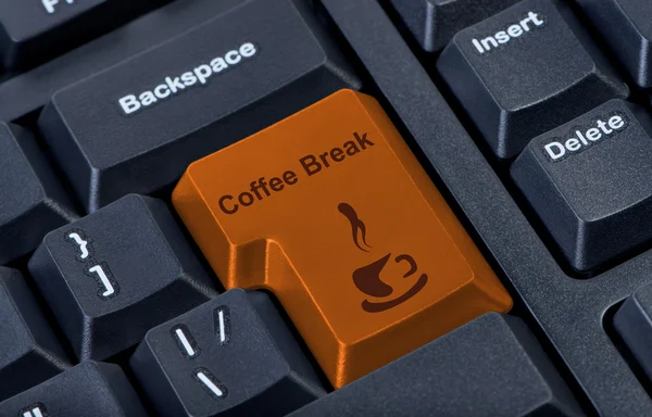 Button keypad coffee break with cup. — Stock Photo, Image