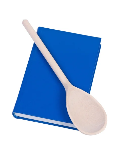Libro con cucchiaio di legno . — Foto Stock