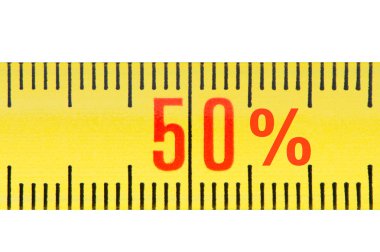 Ruler sale 50 percent concept isolated. clipart