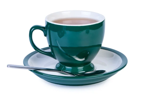 Chá de xícara na sombra de fundo branco abaixo . — Fotografia de Stock