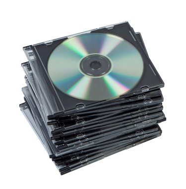 Stack CD discs in box isolated. clipart