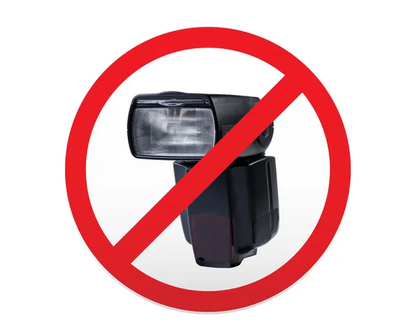 Знак, запрещающий использование фотовспышки . — стоковое фото